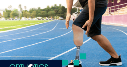 An athlete breaking in his new prosthetics